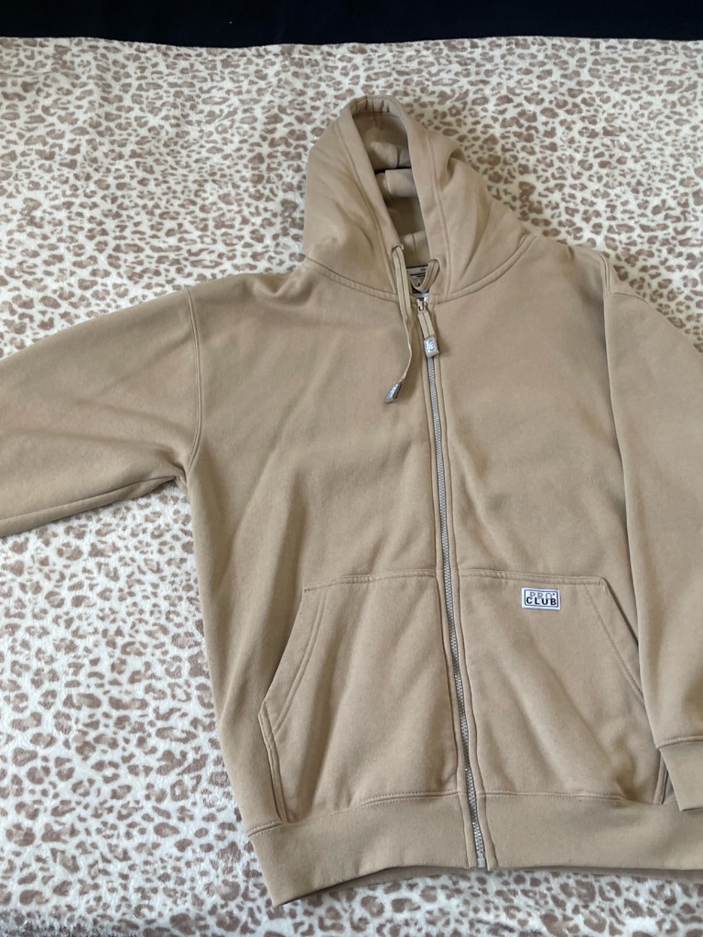 Pro-Club Neutral Tan Zip-Up Hoodie with Hood